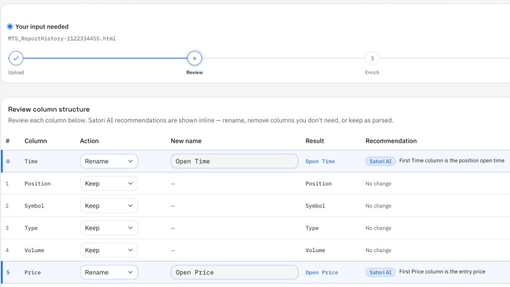 Import — upload & preview